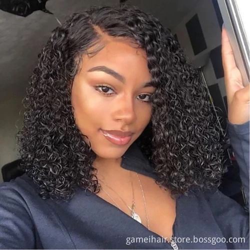 Wholesale Curly Bob Transparent Lace Frontal Wig Afro Kinky Curly Bob Wig Raw Indian Virgin Human Hair Hd Full Lace Front Wig